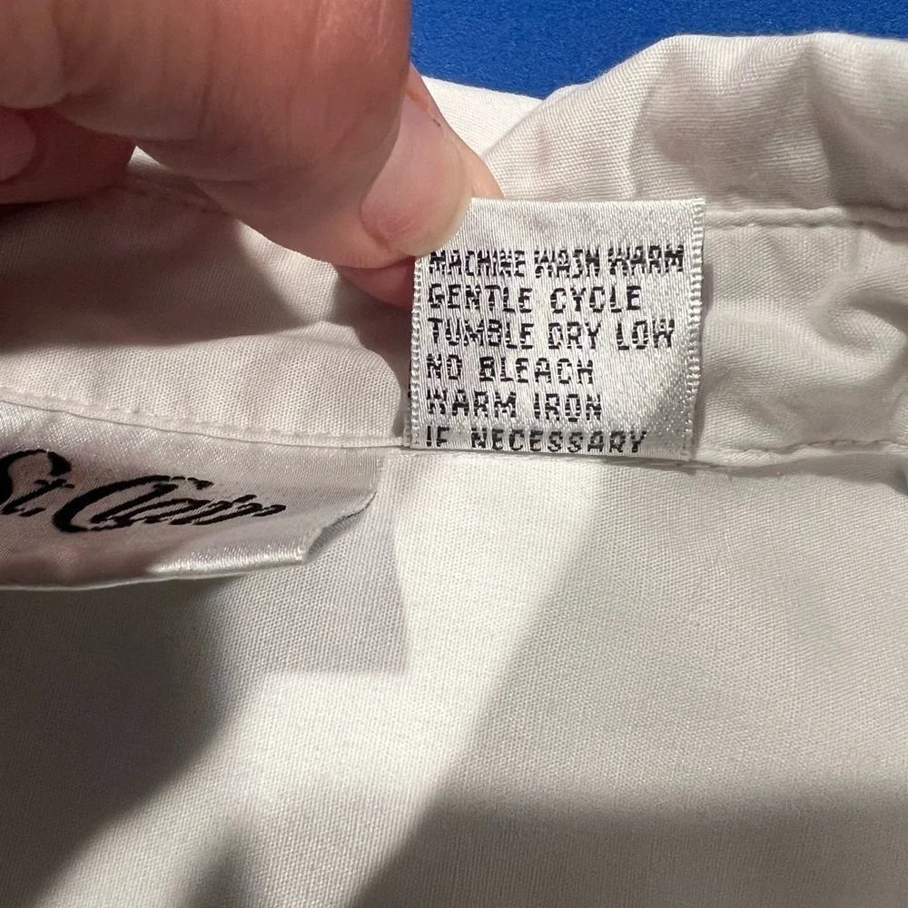 Yves St Clair Vintage White Collar Embroidered Button Down Size 10
